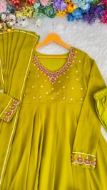 Party Wear Fox Georgette Gown with Pant & Dupatta - Image 8