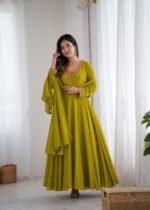 Party Wear Fox Georgette Gown with Pant & Dupatta - Image 5