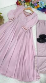 Party Wear Fox Georgette Gown with Pant & Dupatta - Image 12