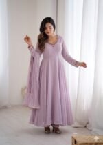 Party Wear Fox Georgette Gown with Pant & Dupatta - Image 11