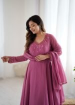 Party Wear Fox Georgette Gown with Pant & Dupatta - Image 3
