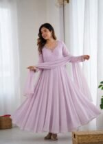 Party Wear Fox Georgette Gown with Pant & Dupatta - Image 9