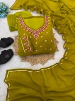 Party Wear Fox Georgette Gown with Pant & Dupatta - Image 10