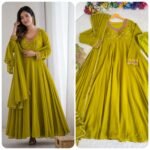 Party Wear Fox Georgette Gown with Pant & Dupatta - Image 17
