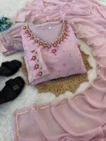 Party Wear Fox Georgette Gown with Pant & Dupatta - Image 7