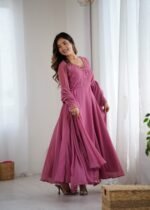 Party Wear Fox Georgette Gown with Pant & Dupatta - Image 14