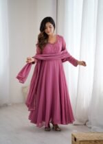Party Wear Fox Georgette Gown with Pant & Dupatta - Image 15