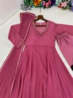 Party Wear Fox Georgette Gown with Pant & Dupatta - Image 13