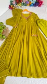 Party Wear Fox Georgette Gown with Pant & Dupatta - Image 16