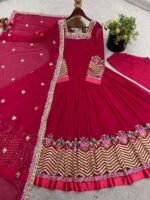 Elegant Embroidered Sequin Designer Anarkali 3-Piece Set - Image 9