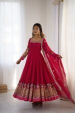 Elegant Embroidered Sequin Designer Anarkali 3-Piece Set - Image 3