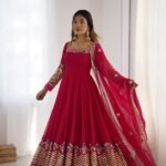 Elegant Embroidered Sequin Designer Anarkali 3-Piece Set