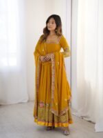Elegant Embroidered Sequin Designer Anarkali 3-Piece Set - Image 6