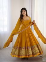 Elegant Embroidered Sequin Designer Anarkali 3-Piece Set - Image 2