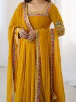 Elegant Embroidered Sequin Designer Anarkali 3-Piece Set - Image 10