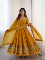 Elegant Embroidered Sequin Designer Anarkali 3-Piece Set - Image 5