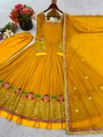 Elegant Embroidered Sequin Designer Anarkali 3-Piece Set - Image 4