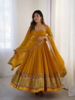 Elegant Embroidered Sequin Designer Anarkali 3-Piece Set - Image 8