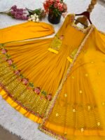 Elegant Embroidered Sequin Designer Anarkali 3-Piece Set - Image 7